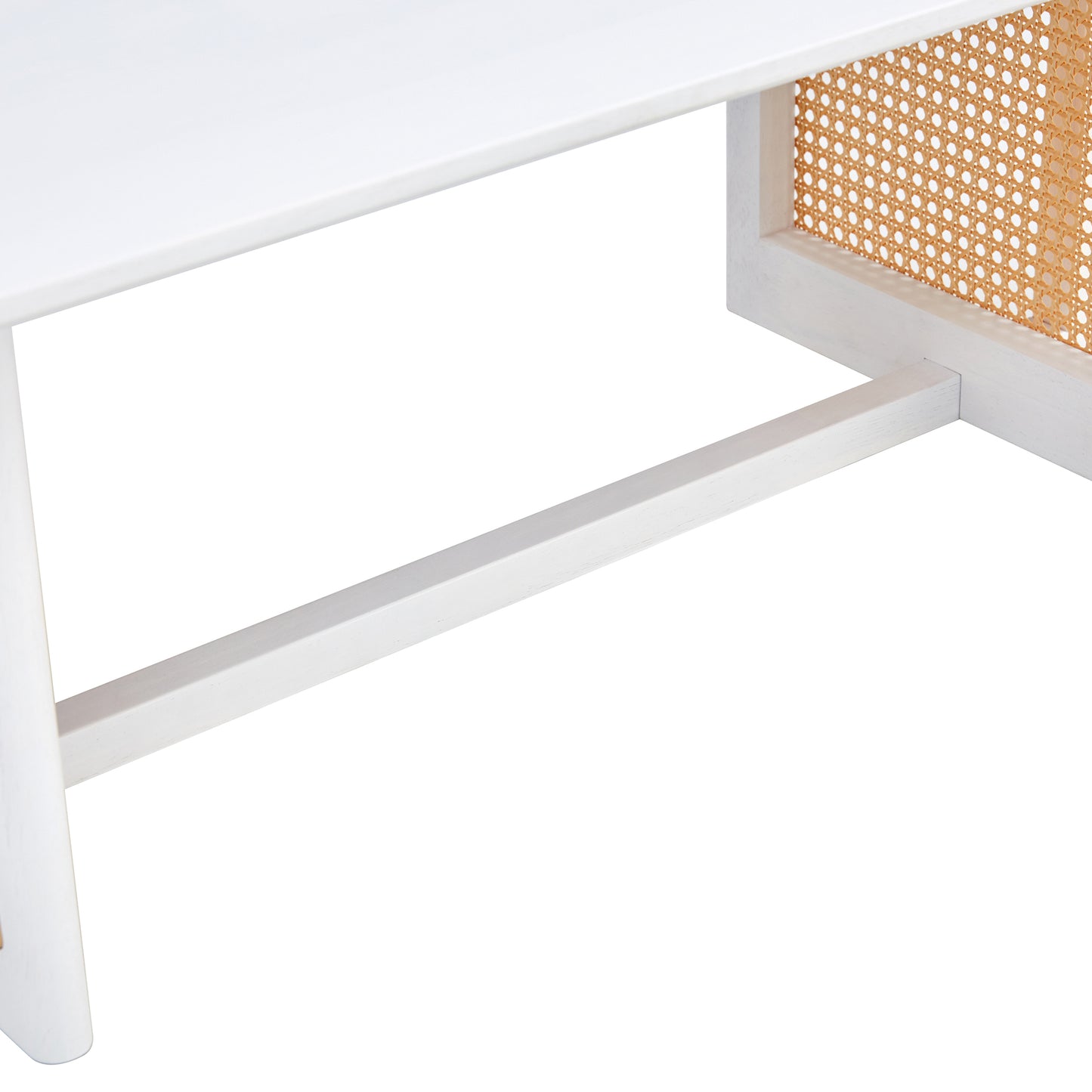 Chinese Style White Solid Wood Imitation Rattan Rectangular Coffee Table Small Living Room Low Table