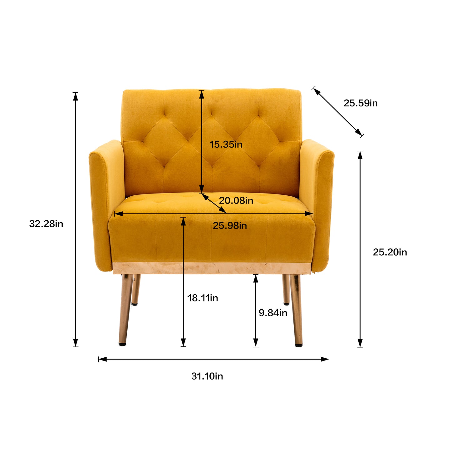 Accent Chair ,leisure single sofa with Rose Golden feet