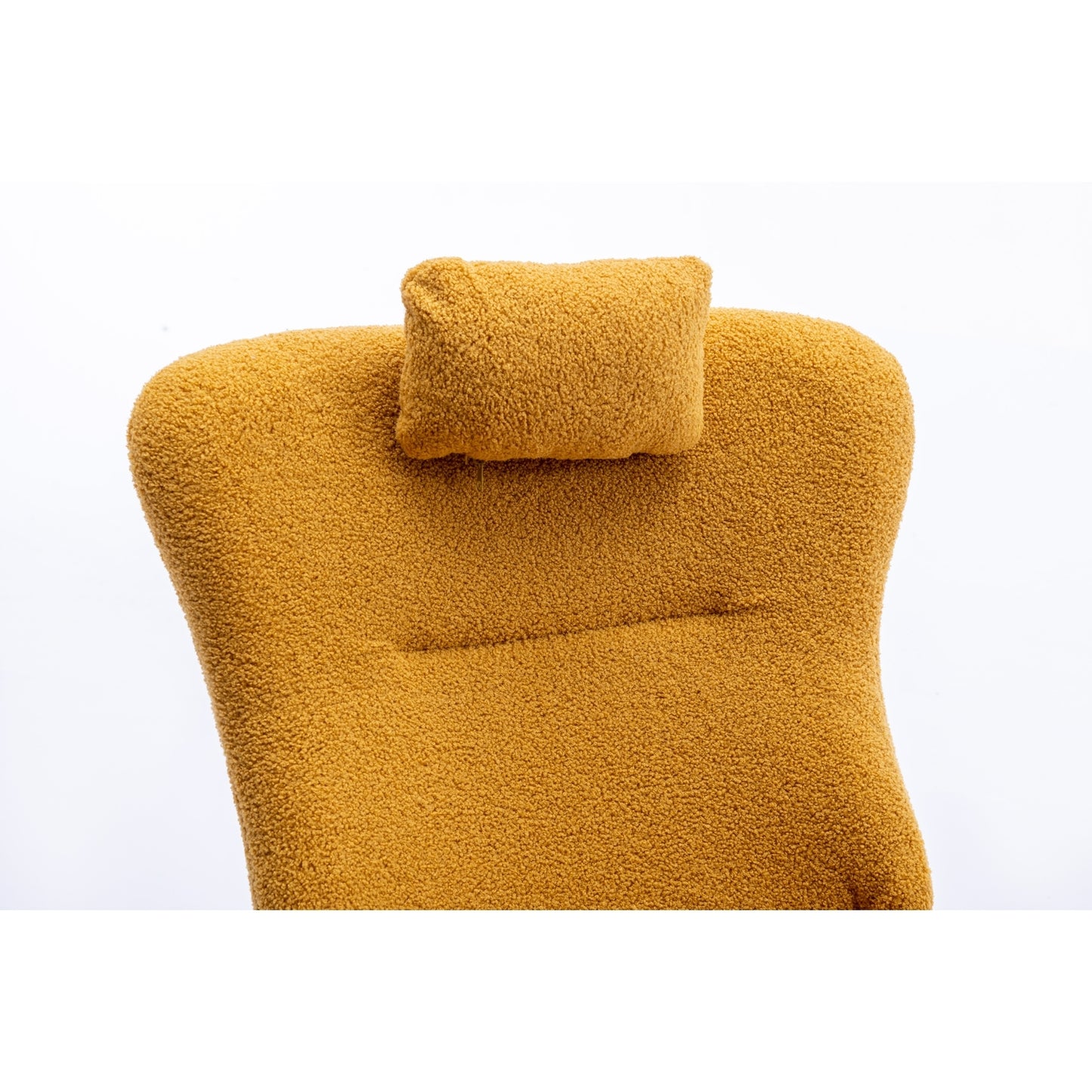 35.5 inch Rocking Chair with Pocket, Soft Teddy Fabric Rocking Chair for Nursery, Comfy Wingback Glider Rocker with Safe Solid Wood Base for Living Room Bedroom Balcony (TURMERIC)