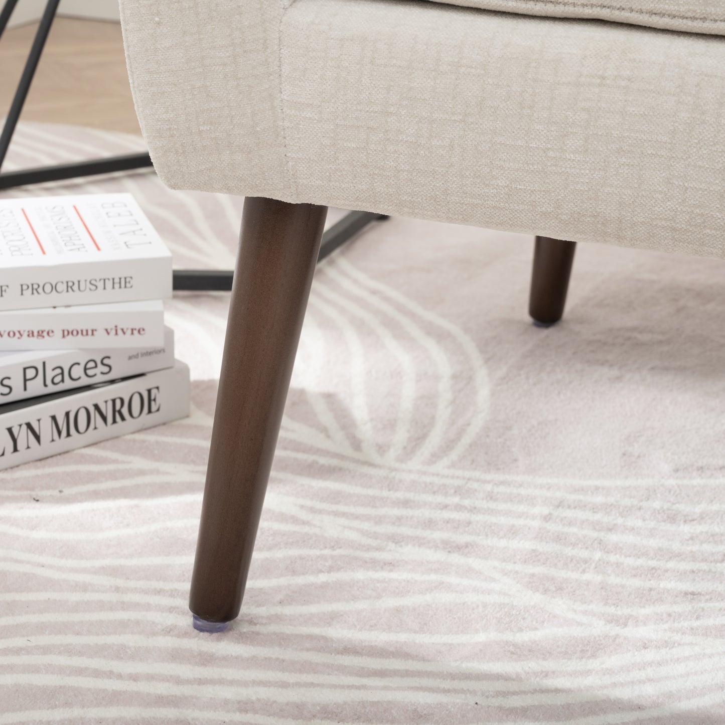 Modern Accent Chair Upholstered Foam Filled Comfy Reading Chair Mid Century Chenille Fabric Lounge Armchair for Living Room Bedroom Beige