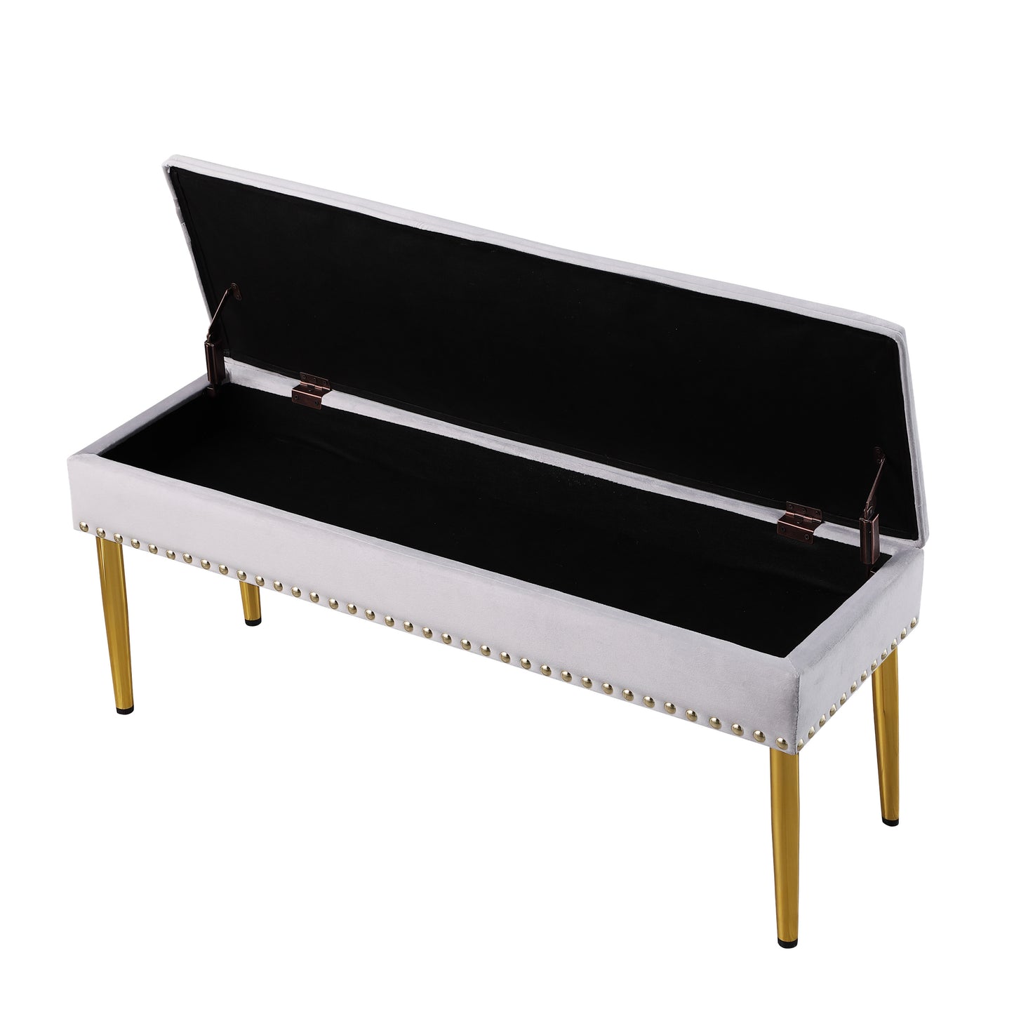 Large Storage Benches with Nailhead Trim Tufted Velvet 2 in 1 Combination for Living Room Entryway Hallway Bedroom Gold Legs 250lbs Capacity