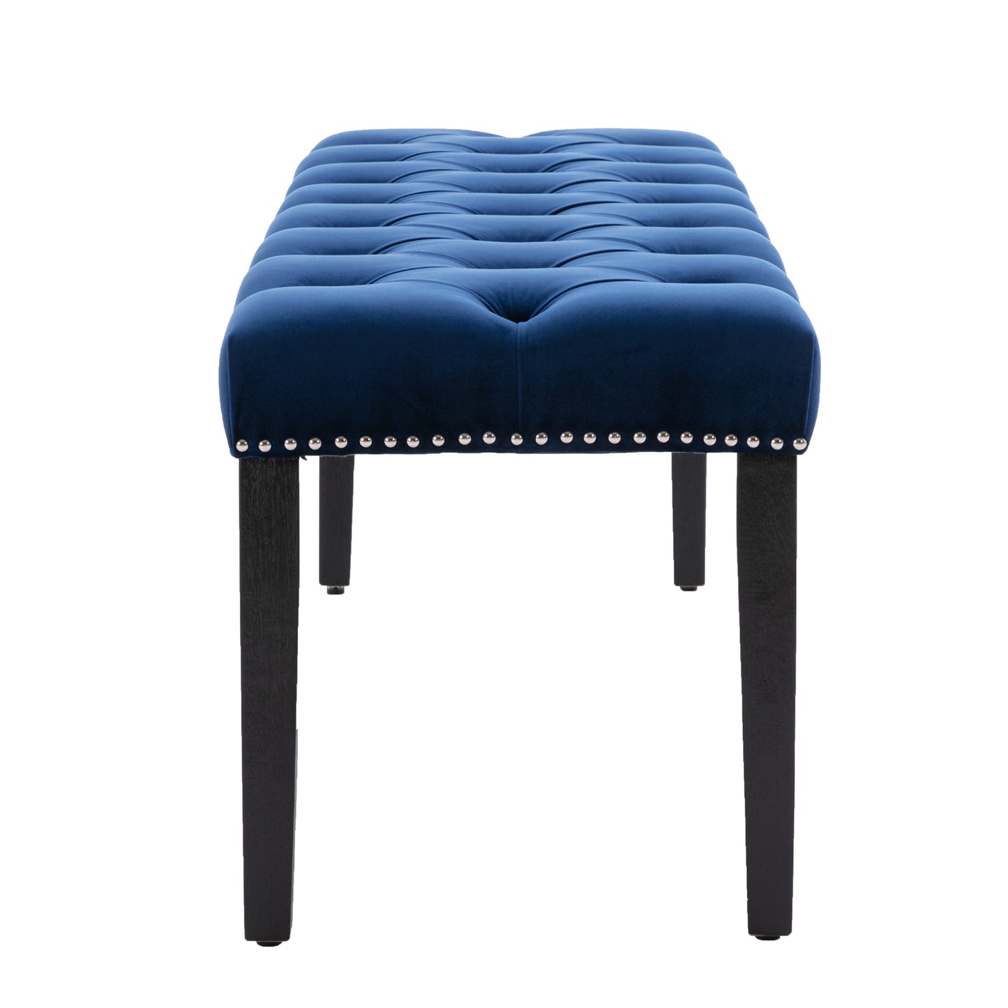 Heng Ming Upholstered Tufted Bench Ottoman , Velvet Dining Bench Bedroom Bench Footrest Stool Accent Bench for Entryway Dining Room Living Room, Blue