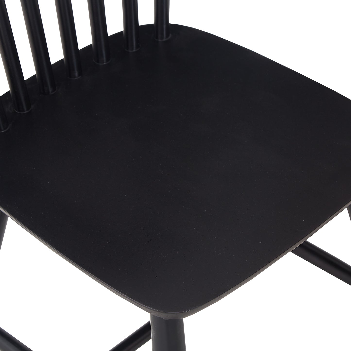 Black Rubber Wood Dining Chairs Set of 4 Simple Natural Solid Wood Living Room Seating