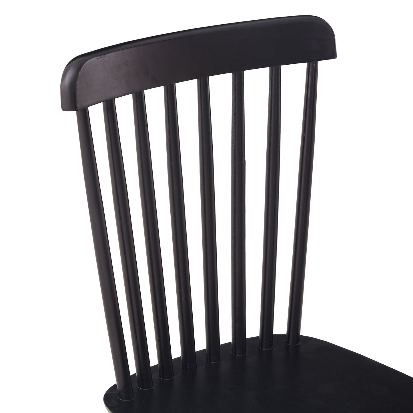 Black Rubber Wood Dining Chairs Set of 4 Simple Natural Solid Wood Living Room Seating