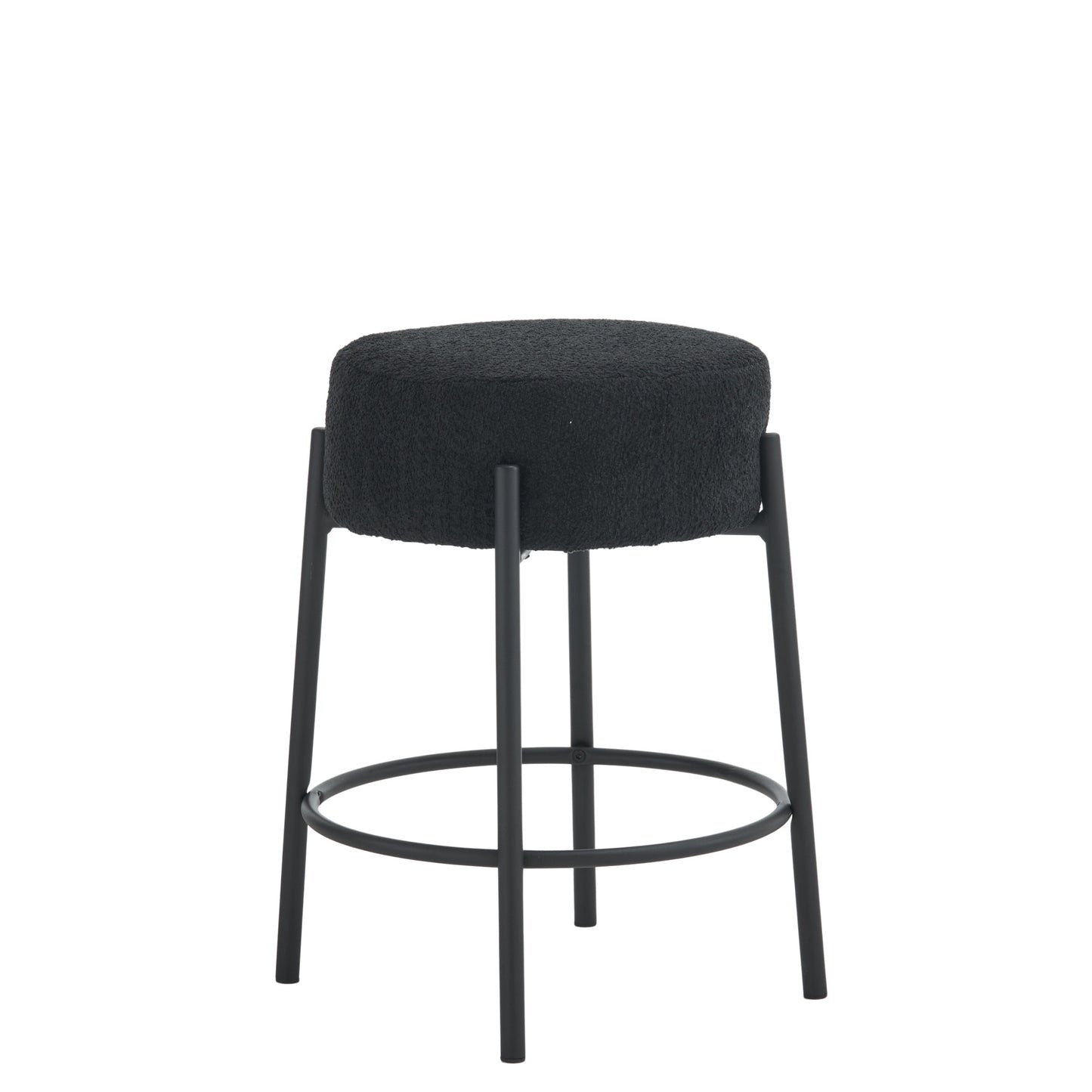 Set of 2 24 Inch Tall Round Upholstered Bar Stools for Kitchen and Coffee Shops Contemporary Design