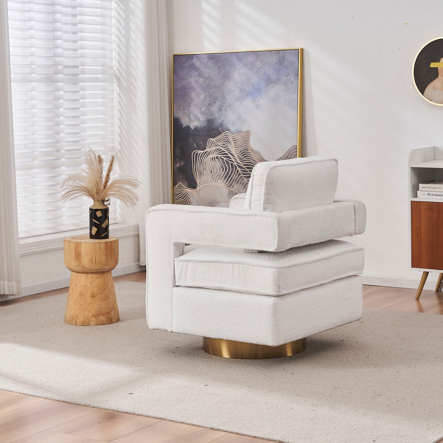 Modern 360 Degree Swivel Barrel Chair for Living Room Accent Small Armchair for Nursery Office Bedroom Hotel