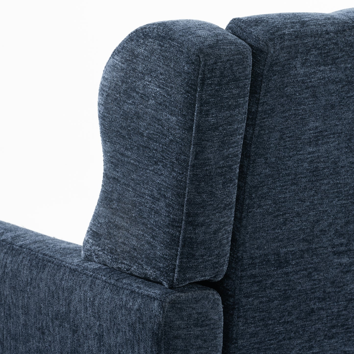 Dark Blue Chenille Accent Chair for Small Spaces Upholstered Modern Armchair with Pillow and Solid Wood Legs