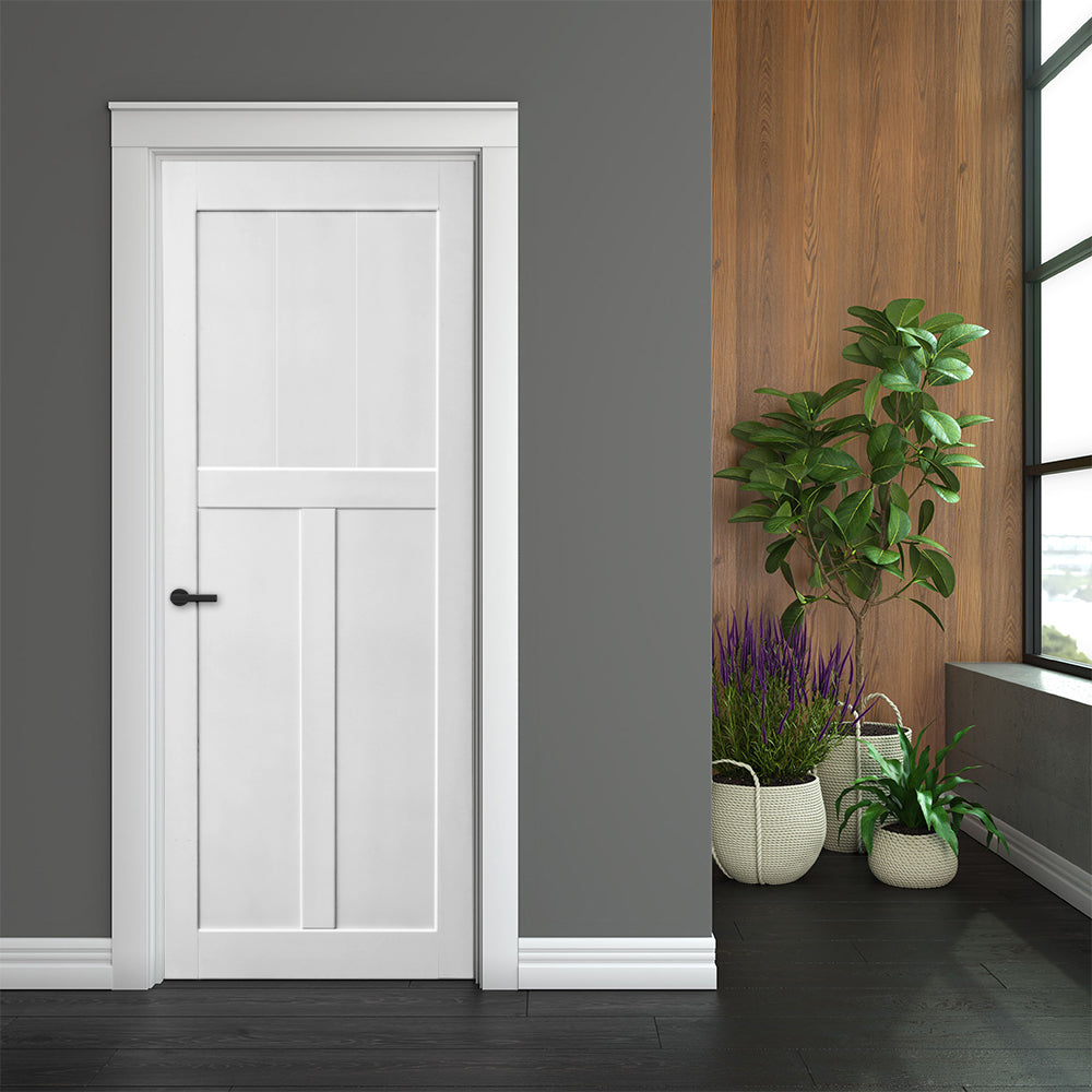 36x84 T Style Real Primed Door Slab Modern Interior Barn Door Waterproof Anti-Deformation Pre-Drilled DIY Panel Door
