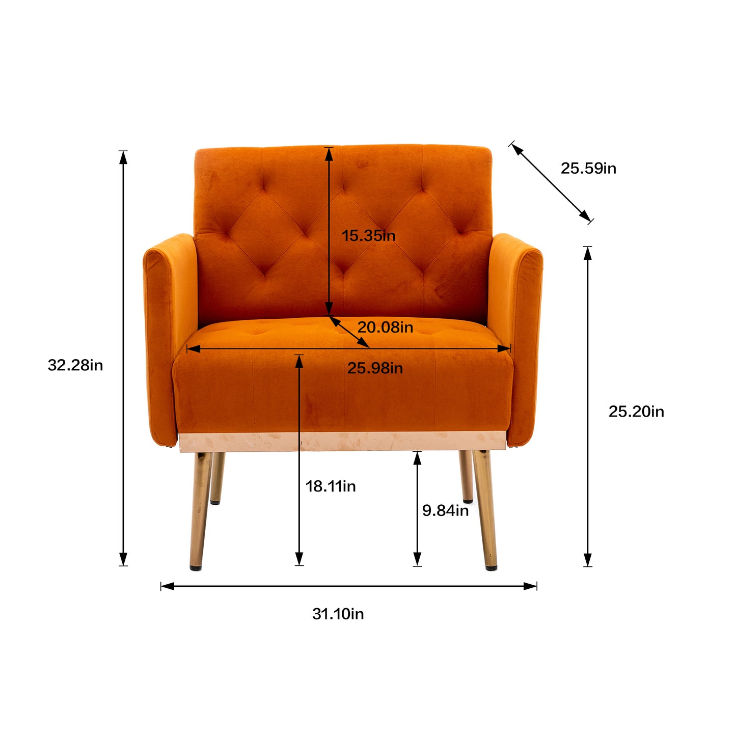 Accent Chair ,leisure single sofa with Rose Golden feet