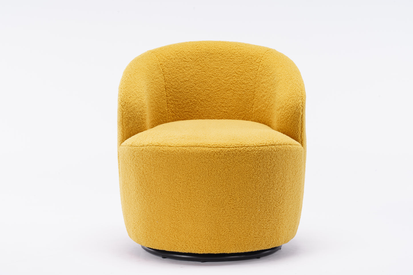 Teddy Fabric Swivel Accent Barrel Chair with Metal Ring Yellow Modern Design for Living Room