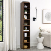 8-Tier Slim Media Tower Rack Adjustable Shelves Tall Bookcase Storage Cabinet for Home Office Display