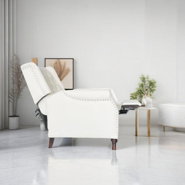 Modern Beige Reclining Armchair with Adjustable Back and Padded Cushion for Living Room and Bedroom
