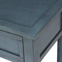 Traditional Console Table with Two Drawers and Bottom Shelf in Navy Finish