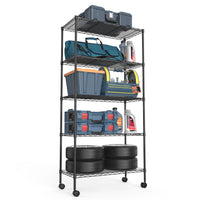 5 Tier Heavy Duty Wire Shelving Unit Adjustable Storage Shelves for Garage Kitchen Office Commercial Use Black