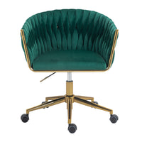 Hand-Woven Modern Design Office Chair with Wheels Height Adjustable 360 degree  Swivel for Bedroom Living Room Green