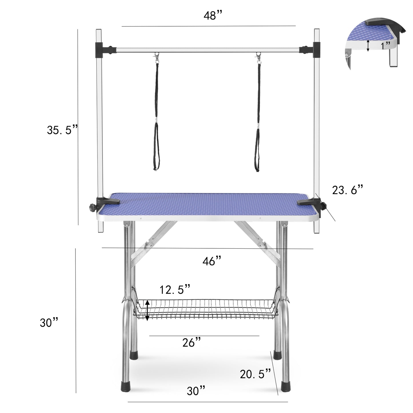 Large 46 Inch Pet Grooming Table for Dogs and Cats Adjustable Arm Heavy Duty Design with Clamps