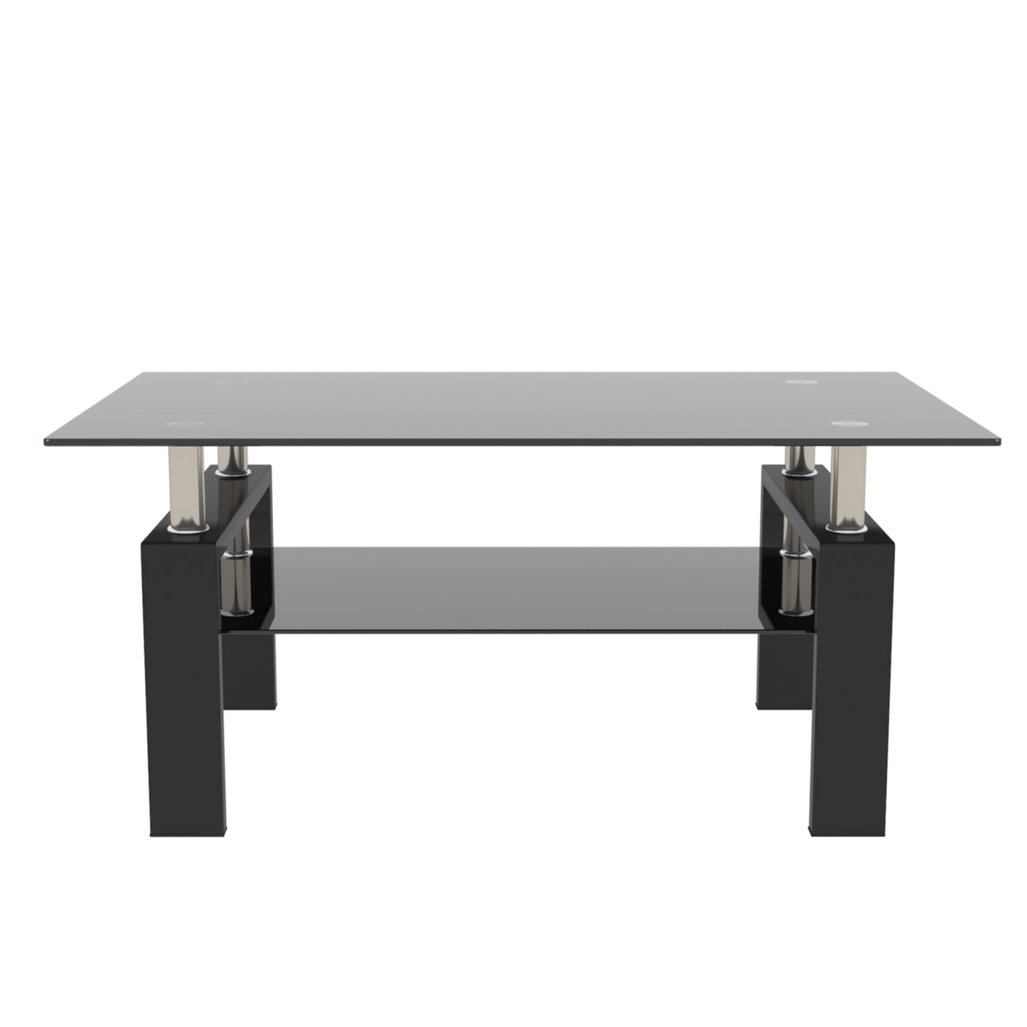 Modern Rectangle Black Glass Coffee Table Clear Center Table for Living Room Stylish Furniture