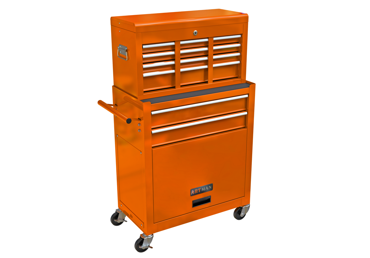 High Capacity Rolling Tool Chest with Wheels and Drawers, 8-Drawer Tool Storage Cabinet--ORANGE