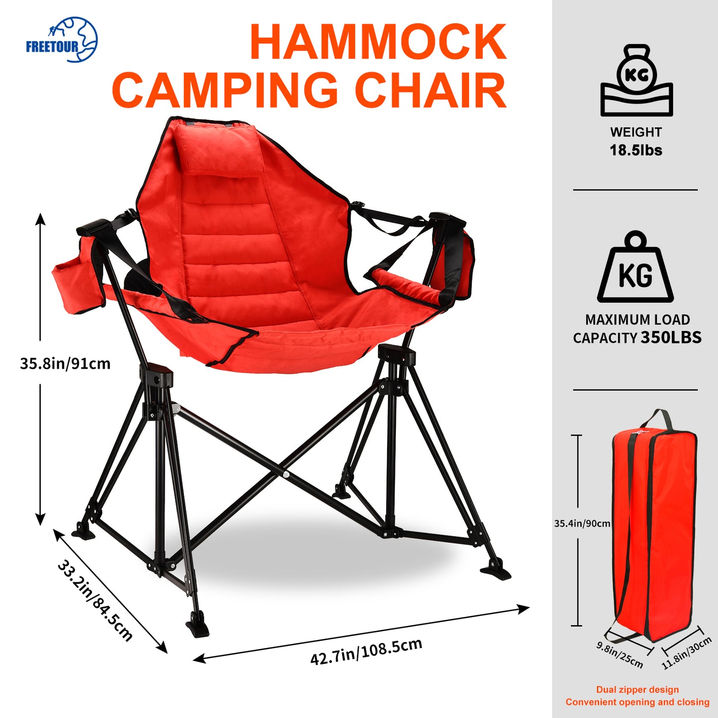 Portable Folding Hammock Camping Chair 350 lbs Capacity Rocking Swing for Outdoor Lawn Garden Use