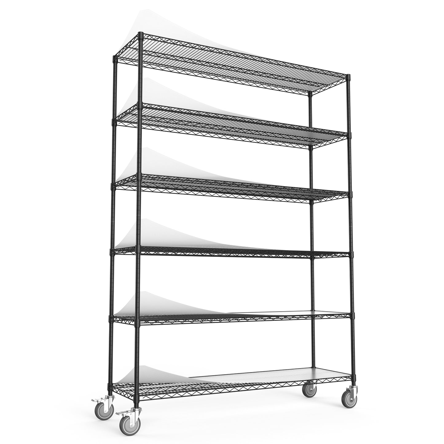 6 Tier Heavy Duty Wire Shelving Unit 6000 LBS Capacity Adjustable Metal Garage Storage Shelves with Wheels Black