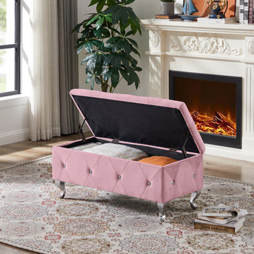 Stylish Flip Top Storage Bench With Padded Seat For Entryway Living Room Bedroom - Supports 250 Lb, Safety Hinge Design