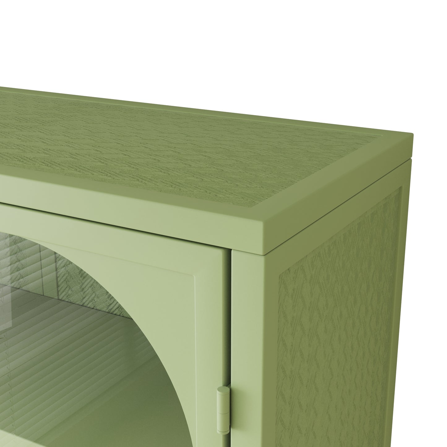 Modern Two-Door Wall Cabinet with Three-Tier Storage for Entryway Living Room Bathroom Dining Room Green Woven Pattern Design