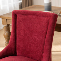 Ultra Side Dining Chair,Thickened fabric chairs with neutrally toned solid wood legs,Bronze nail head,Set of 2,Wine Red,Burgundy,SW1807WR