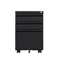 3-Drawer Mobile File Cabinet with Lock for Legal Letter Size Office Storage Pre-Assembled Metal Under Desk Black