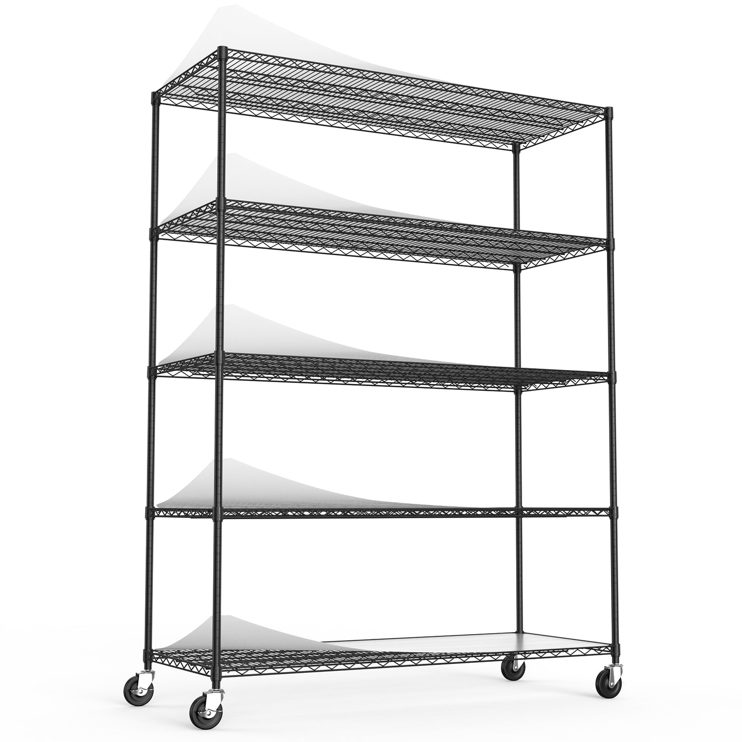 Heavy Duty Adjustable Storage Rack 7500lbs Metal Shelf Wire Shelving Unit with Wheels and Shelf Liners 82H x 60L x 24D Black