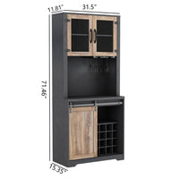 31 Inch Farmhouse Barn Door Bar Cabinet for Living Room Dining Room Storage Rustic Home Furniture