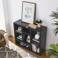 Open Wooden Shelf Bookcase Freestanding Display Storage Cabinet with 7 Cube Spaces for Living Room Entryway Storage