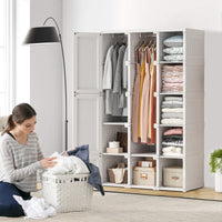 Portable Wardrobe Closet Storage Organizer Clothes Dresser White Bedroom Solution