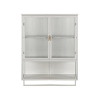 Modern Two-Door Wall Cabinet with Enclosed Storage Open Shelf and Towel Rack for Entryway Living Room Bathroom Dining Room 23.62 inches