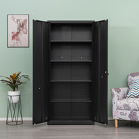 High Storage Cabinet with 2 Doors and 4 Partitions for Organized Home Office Storage Spaces