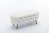 Velvet Fabric Storage Bench Bedroom Bench With Wood Legs For Living Room Bedroom Indoor