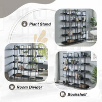 5 Tier Bookcase Home Office Open Bookshelf, Vintage Industrial Style Shelf With Metal Frame, MDF Board