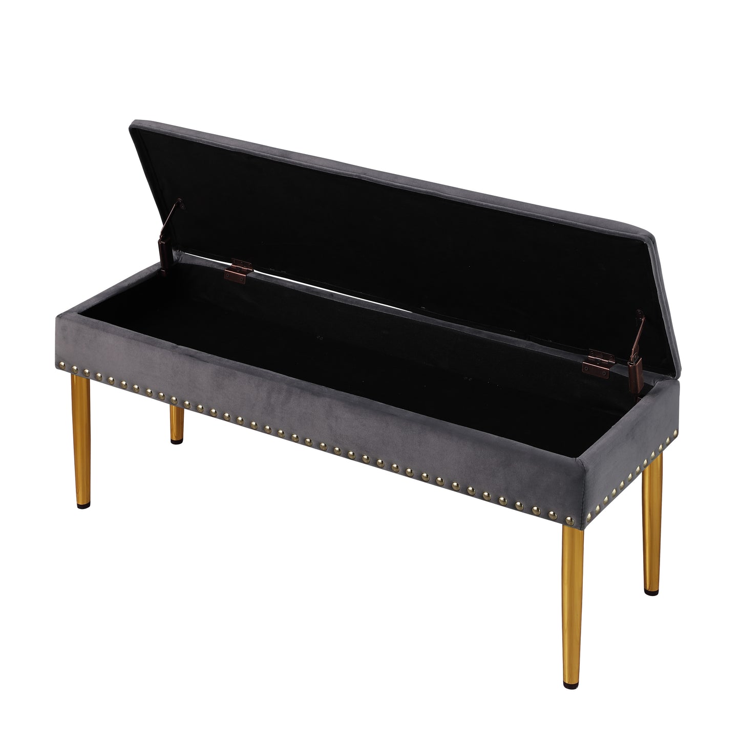 Large Storage Benches with Nailhead Trim Tufted Velvet 2 in 1 Combination for Living Room Entryway Hallway Bedroom Gold Legs 250lbs Capacity