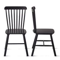 Black Rubber Wood Dining Chairs Set of 4 Simple Natural Solid Wood Living Room Seating