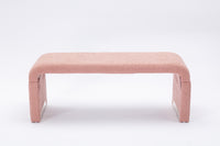 Boucle Fabric Loveseat Ottoman Footstool Bedroom Bench Shoe Bench with Gold Metal Legs Coffee Pink