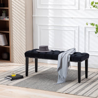 Upholstered Tufted Velvet Bench Ottoman for Dining Room Entryway Living Room Footrest Stool Black