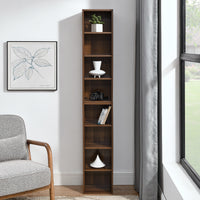 8-Tier Slim Media Tower Rack Adjustable Shelves Tall Bookcase Storage Cabinet for Home Office Display