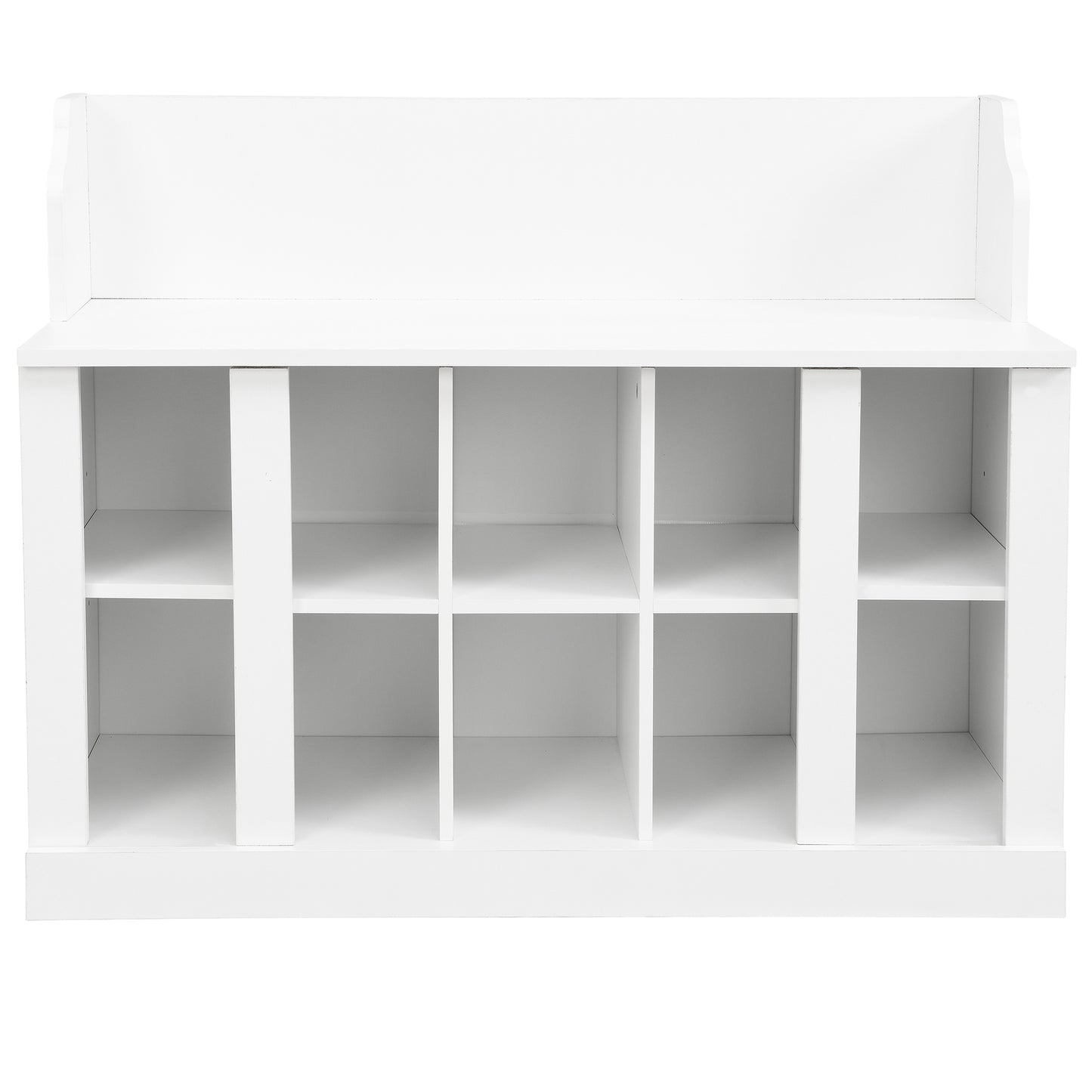 Shoe Storage Bench with Shelves and Hooks Elegant Hall Tree Entryway Organizer for Hallway Foyer Mudroom White