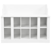 Shoe Storage Bench with Shelves and Hooks Elegant Hall Tree Entryway Organizer for Hallway Foyer Mudroom White