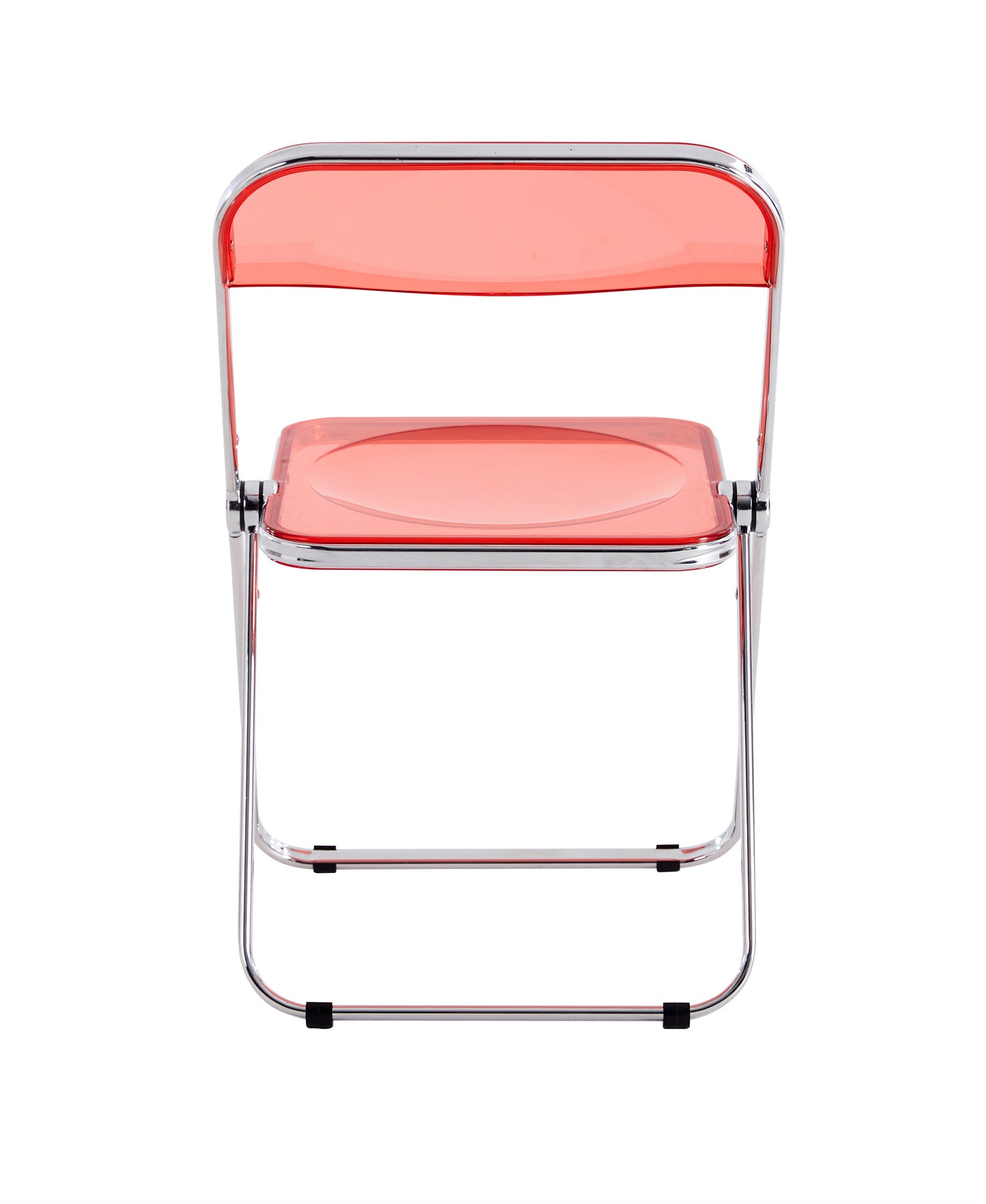 Clear Transparent Folding Chair Red Ruby PC Plastic Living Room Seat Stylish Modern Design