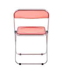 Clear Transparent Folding Chair Red Ruby PC Plastic Living Room Seat Stylish Modern Design