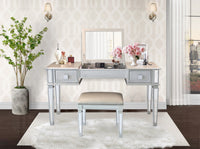 Mirrored Vanity Desk with Drawers and Stool, Flip Top Makeup Table Set for Bedroom, Stylish Dressing Table for Women and Girls