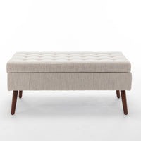 Off White Storage Bench for Bedroom or Entryway 43.7 Inch Ottoman Foot of Bed Seating Solution