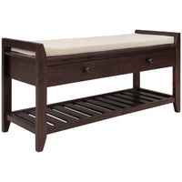 Multipurpose Entryway Storage Bench with Cushioned Seat and Drawers Espresso Shoe Rack for Home Organization