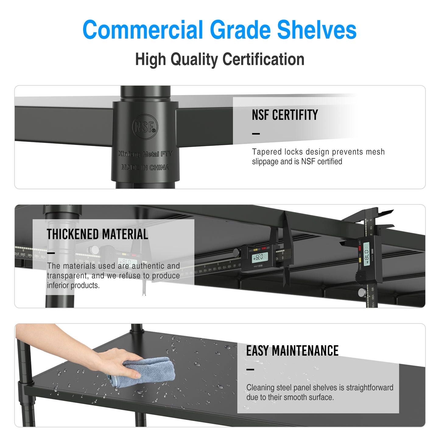 7 Tier Height Adjustable Metal Garage Storage Shelves with Wheels Heavy Duty 2800 LBS Capacity Black Storage Rack