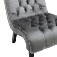 Modern Velvet Armless Accent Chair Upholstered Fabric Comfortable Leisure Chair with Wooden Legs for Living Room Bedroom Office Silver